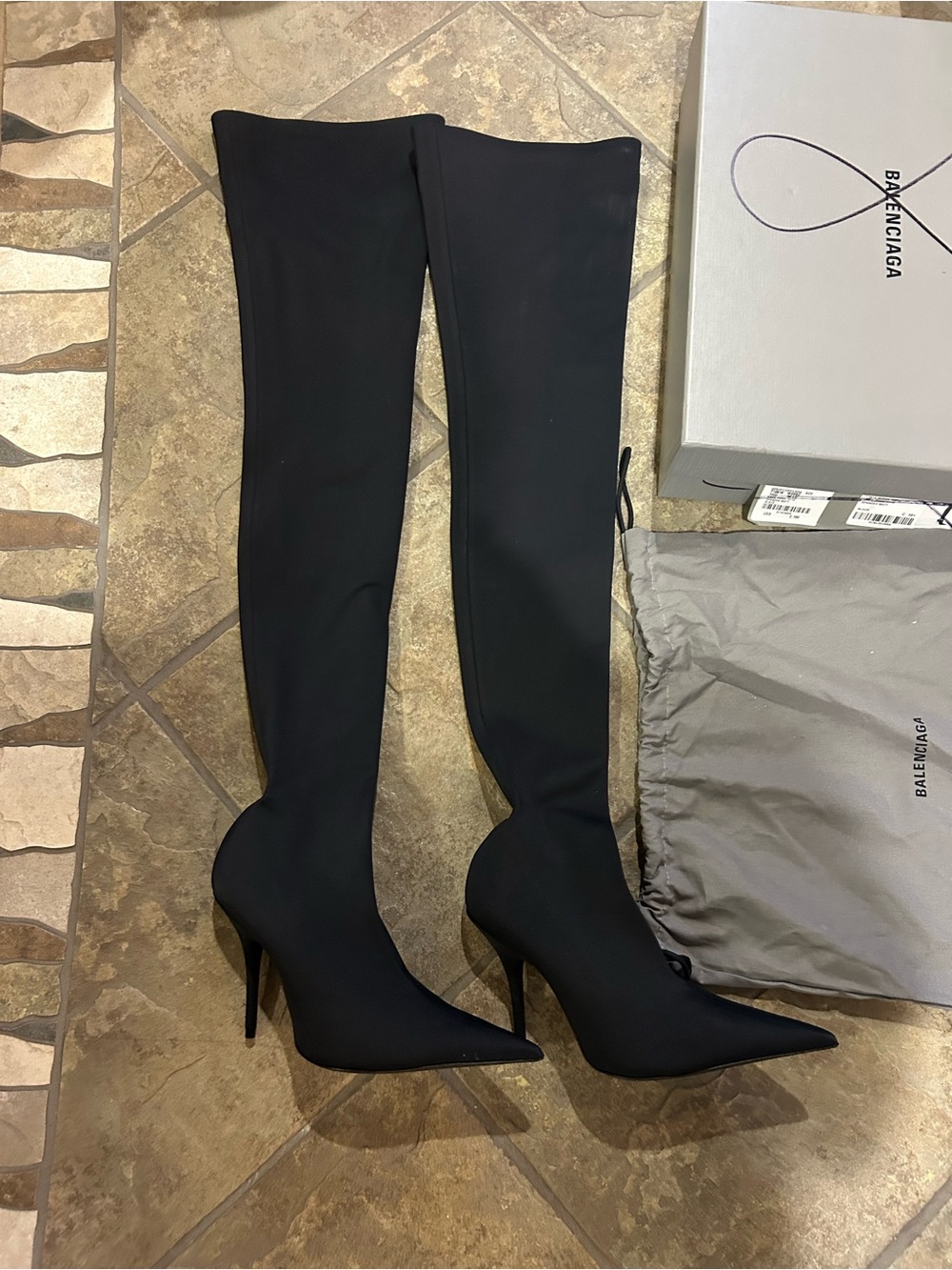Women's Balenciaga knife over the knee stretch sock boots size 38.5 made italy